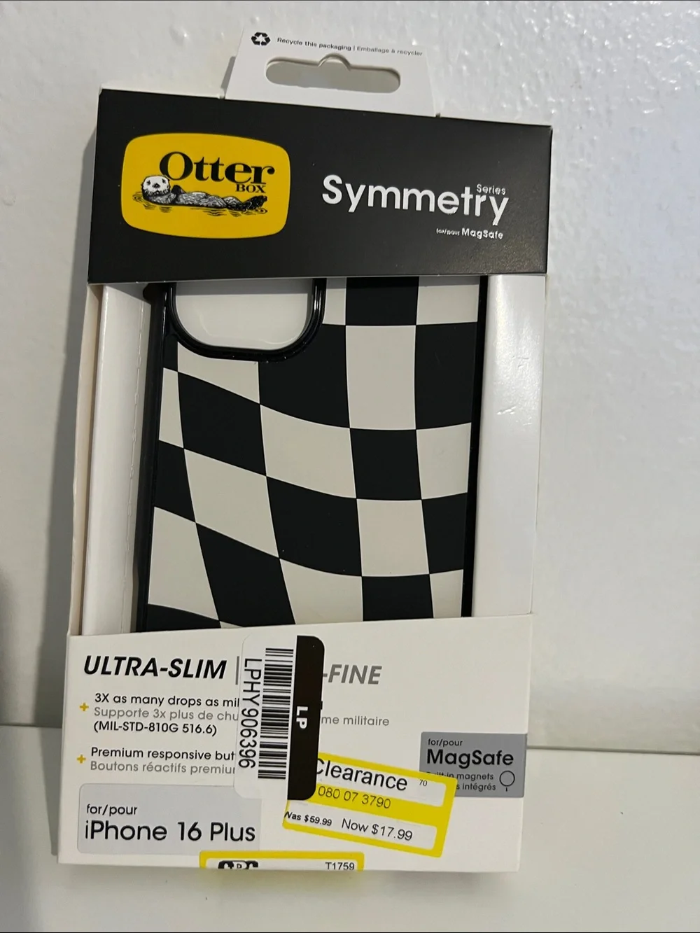 OtterBox Symmetry Series Black & White Checkered Case for iPhone 16 Plus